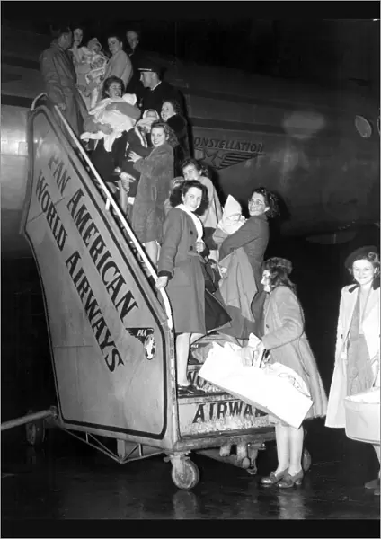 G. I. brides catching a plane to New York. London Heathrow 24th December 1946