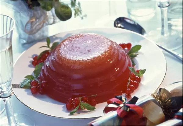 Alternative Christmas dessert - jelly (jello) of red berries set in fluted bowl