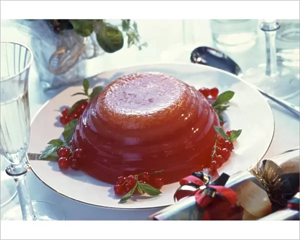 Alternative Christmas dessert - jelly (jello) of red berries set in fluted bowl