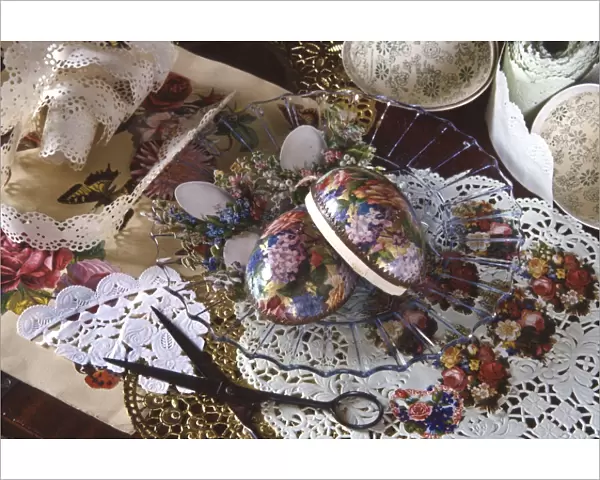 The Victorian art of decoupage - doileys, paper lace and flower designs cut out