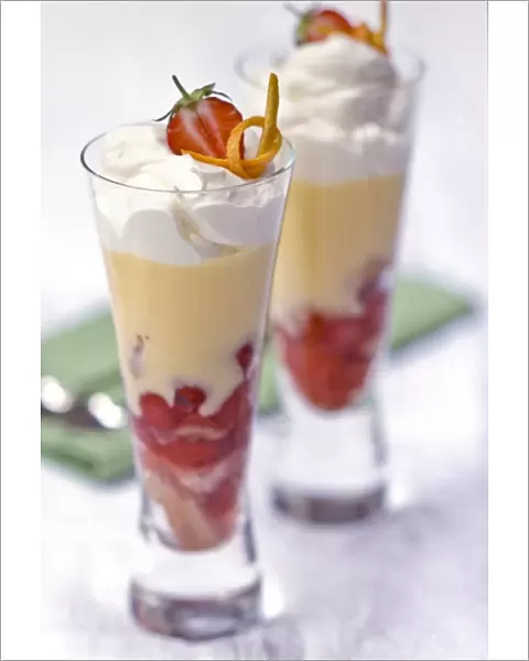 Individual strawberry trifle in tall glasses credit: Marie-Louise Avery  /  thePictureKitchen