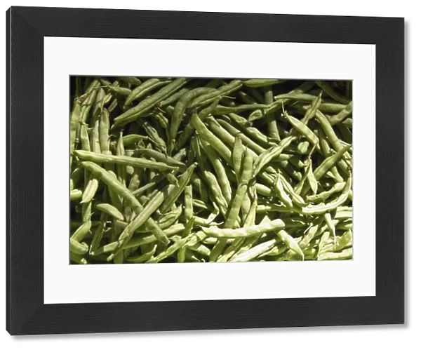 Green french beans for sale in covered market in Limassol southern Cyprus credit