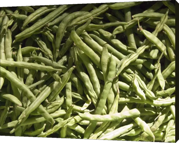 Green french beans for sale in covered market in Limassol southern Cyprus credit