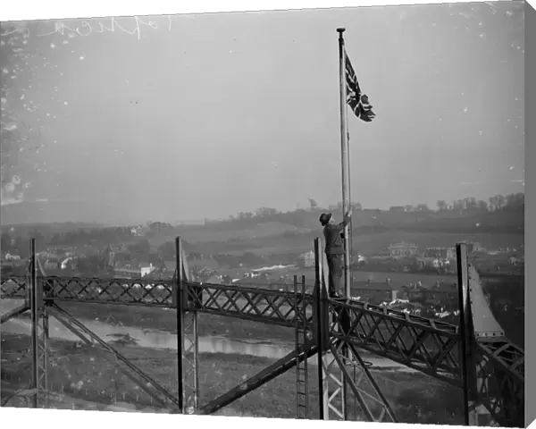 Flag on gasometer. 1934