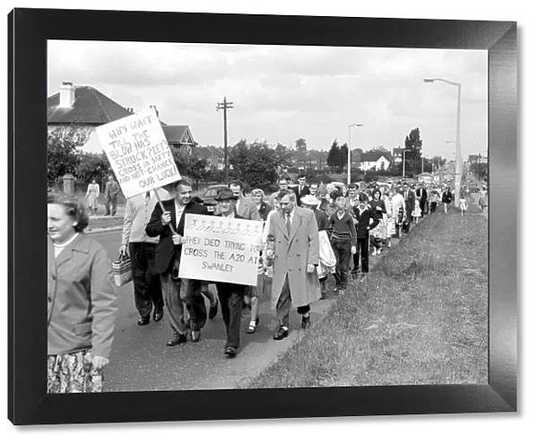 Villagers of Swanley Kent demonstrate in favour of a zebra crossing and by pass July 1960