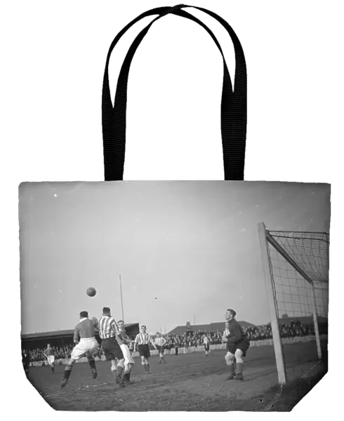 Dartford versus Charlton, football. Goal mouth action. 1937