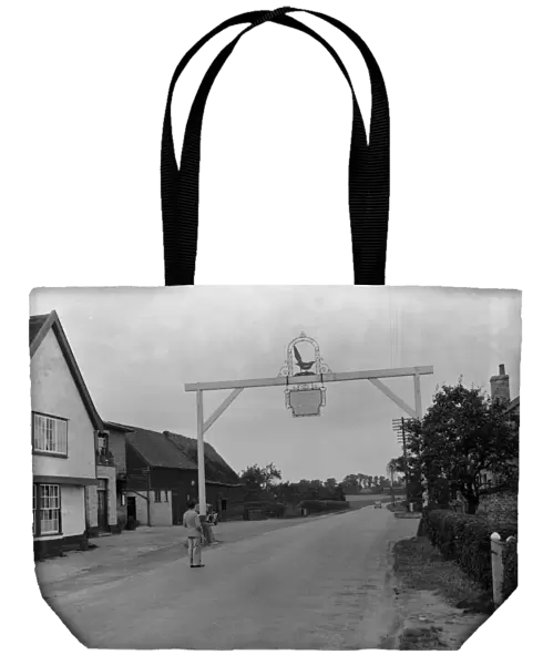 Gallows sign, Magpie Inn, Stonham, Suffolk. 1937
