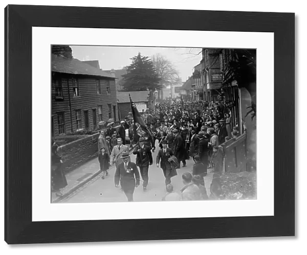 Armistice day procession through St Mary Cray, Kent. 1936