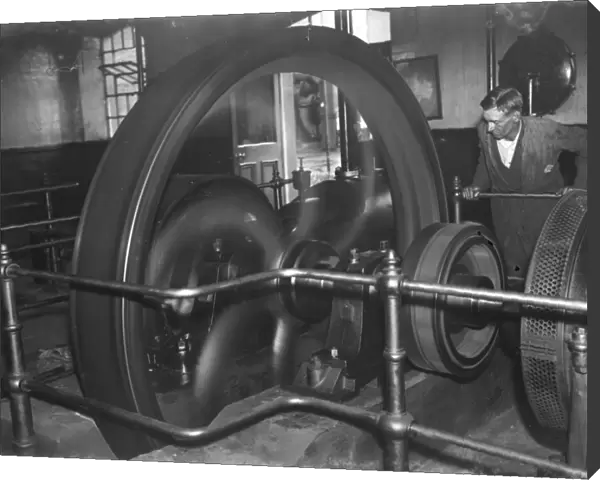 Gravesend Gasworks in Kent. The engine room. 1939