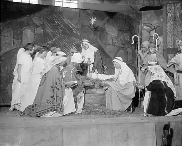 Children perform the Nativityscene at Brent School, Dartford, Kent