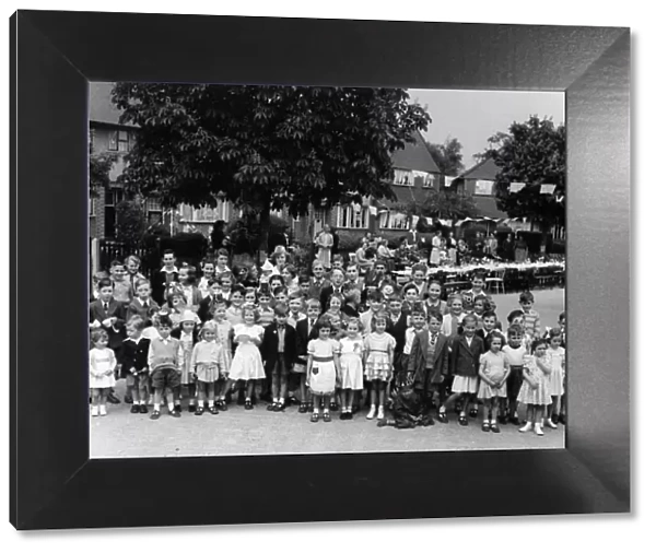 Coronation street party in Norfolk Crescent, Sidcup, Kent June 1953