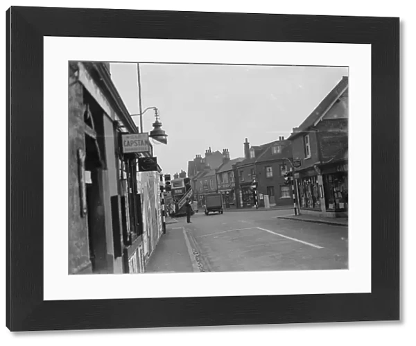 Traffic lights on the High Street in Foots Cray, Kent. 1936