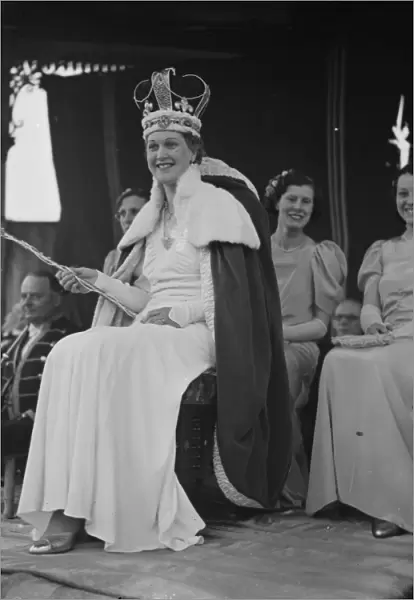 The Dartford Carnival Queen seated after being crowned. 1938