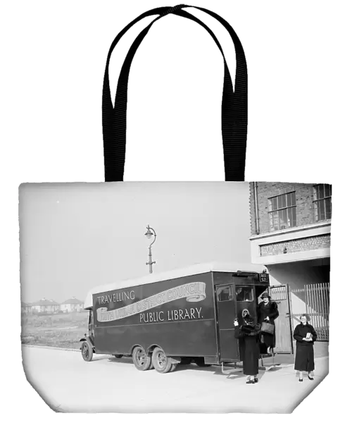 Customers visit the Erith mobile library. 1938