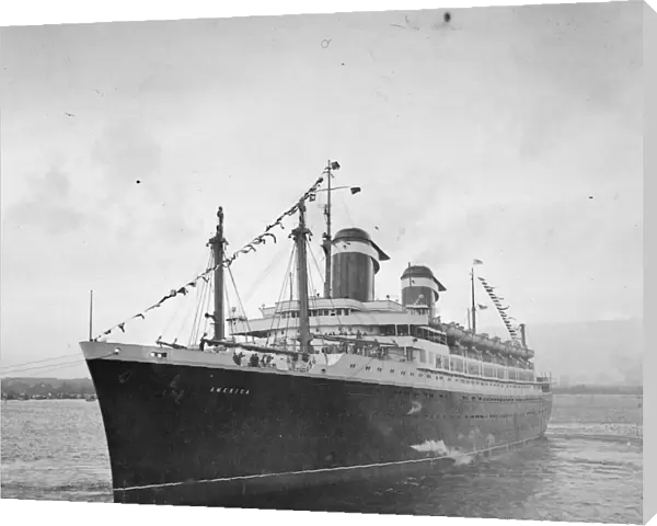 The America, the largest and fastest liner ever built in the United States, left