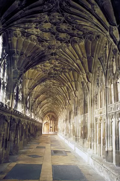 Gloucester Cathedral The cloister wall in Gloucester Cathedral built between 1351