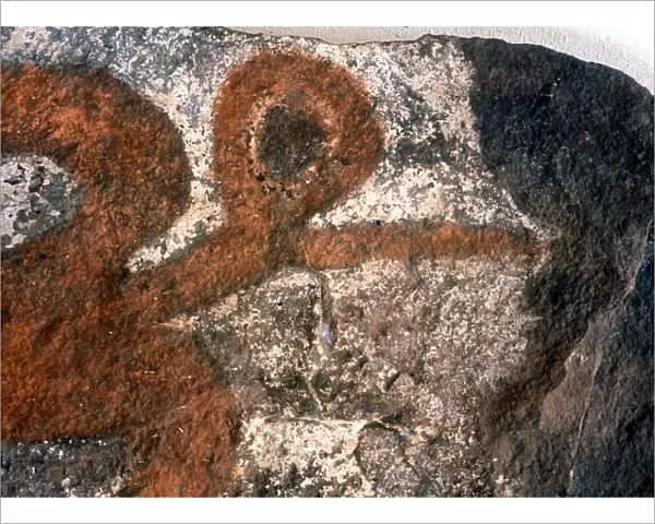 Easter Island - Birdman cult - Detail of an ancient rock painting of one of the bird
