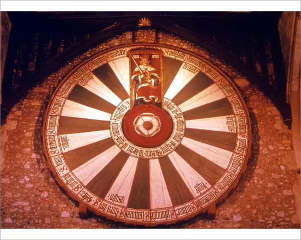 The so-called Round Table of King Arthur, at Castle Hall, Winchester. The twenty