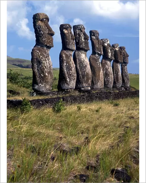 Easter Island - Group of megalithic statues on Easter Island. - TopFoto  /  Charles Walker
