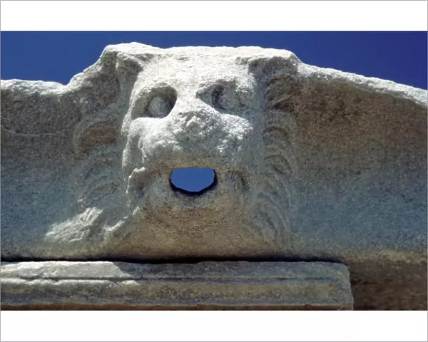 Greek Islands Delos Faucet in the form of a lions mouth on the remains of a house