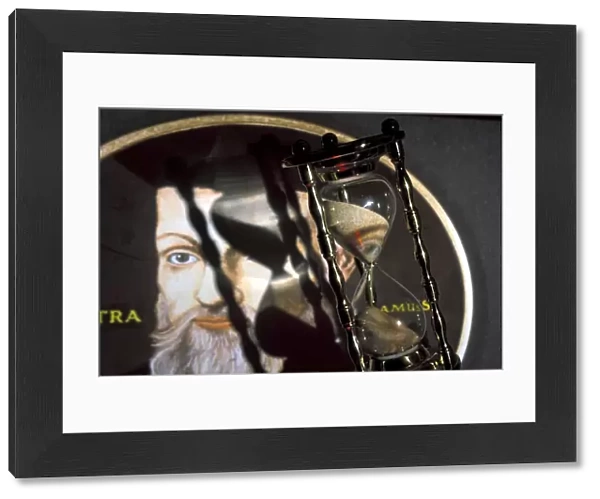 NOSTRADAMUS - Fantasy portrait of Nostradamus with hour-glass