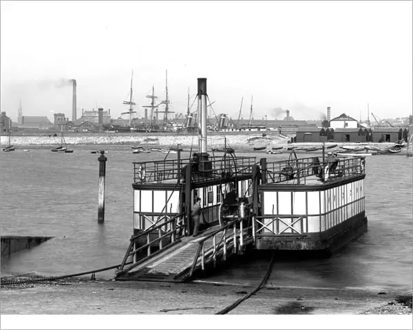 Chain ferry with Milkman and Milk cart, onboard the Walney Ferry, Barrow in Furness