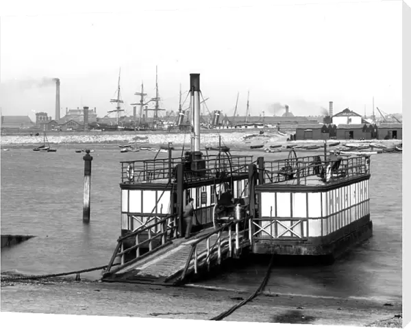 Chain ferry with Milkman and Milk cart, onboard the Walney Ferry, Barrow in Furness