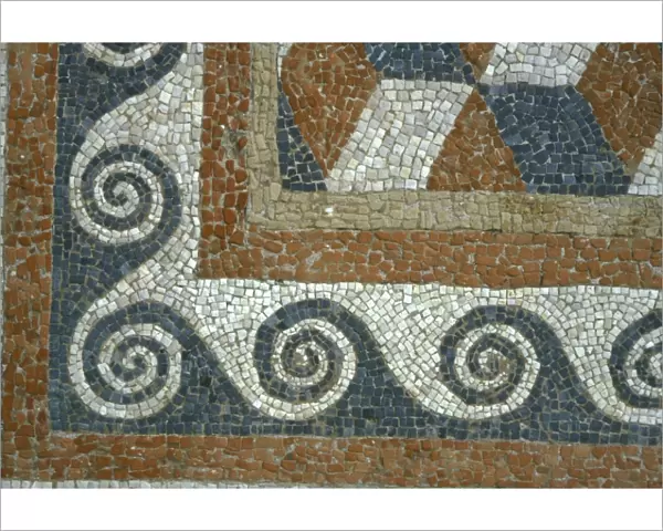 Spirals edging on a third century mosaic floor of a Roman villa on the island of Delos