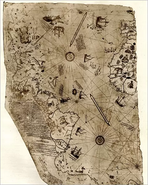 The new world revealed to Islam in 1513. The map of the Atlantic, work of Admiral