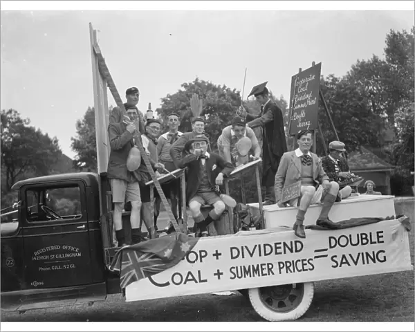 The Gillingham Carnival in Kent. A Co-operative Wholesale Society tableau advertising