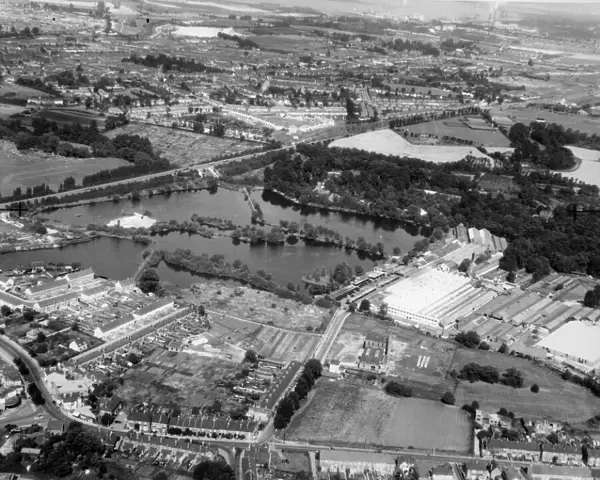 Aerial view of Dartford, Kent including the A2. 13 September 1956
