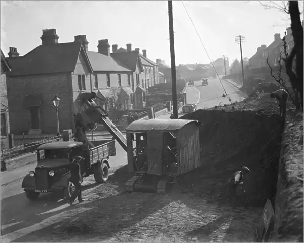Road works at Swanley - widening the road. 1938