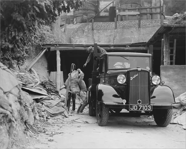 A Bedford truck being loaded up at the Lime Works in Dunton Green, Kent