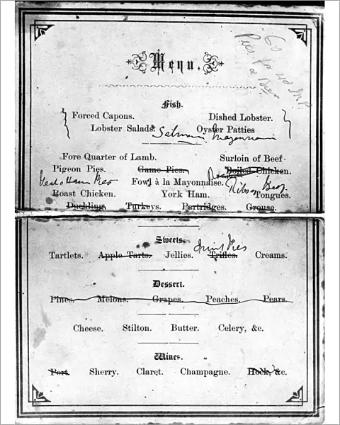 SOME MENU! Mr. A. Goord, last of a long association with the Chequers Inn of Dickens