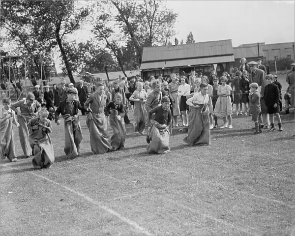 A sack race in Swanley, Kent. 1939