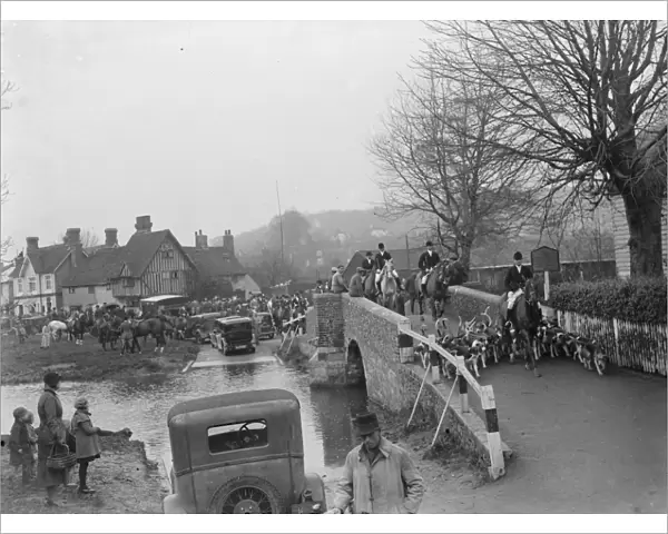 Royal Artillery Draghunt crossing the bridge over the Darent at Eynsford