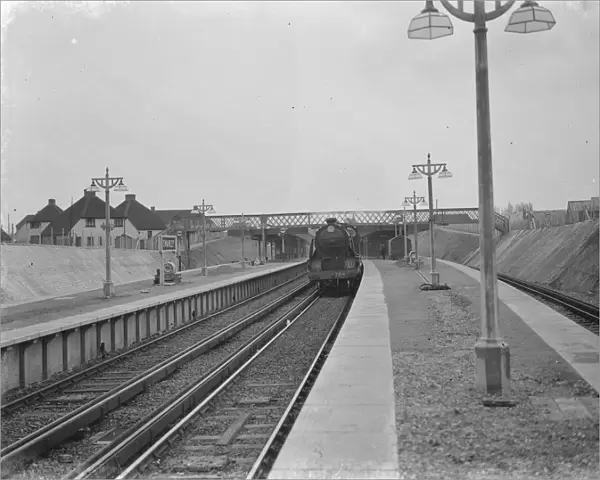 A train stopped at the new Swanley train station. 1939
