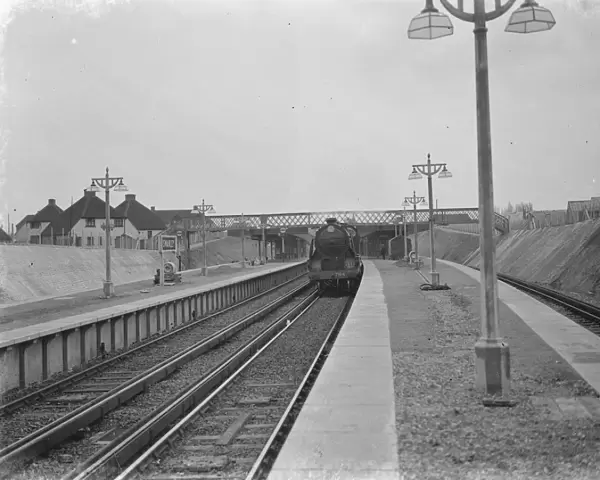 A train stopped at the new Swanley train station. 1939