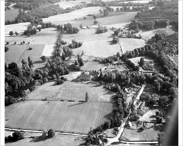 Aerial view of Chiddingstone Castle, Hever, Kent, England 15 September 1962