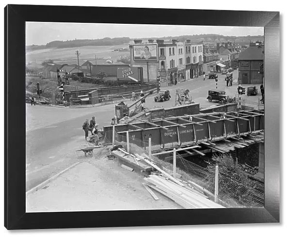 Building work on the widening of the Swanley Bridge in Kent. 1938