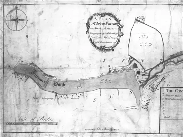 A plan of Cowden Furnace with pond and land in the parish of Cowden in Kent belonging
