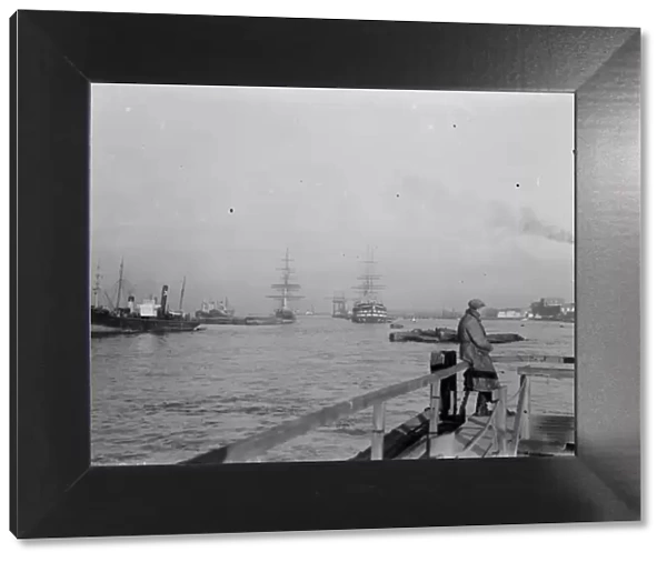 HMS Worcester and the SS Cutty Sark training ships at Greenhithe, Kent, for the