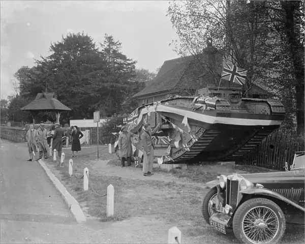A decorated Mk II tank in Farningham, Kent. 1938