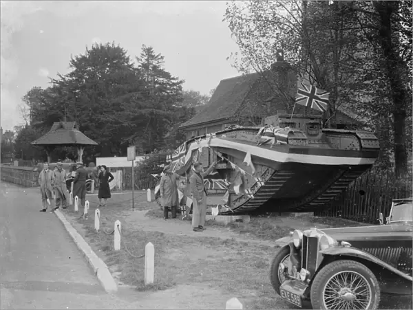 A decorated Mk II tank in Farningham, Kent. 1938