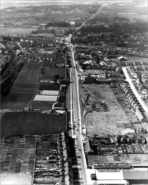 Aerial view Swanley, Kent, England and the main road that runs through the town