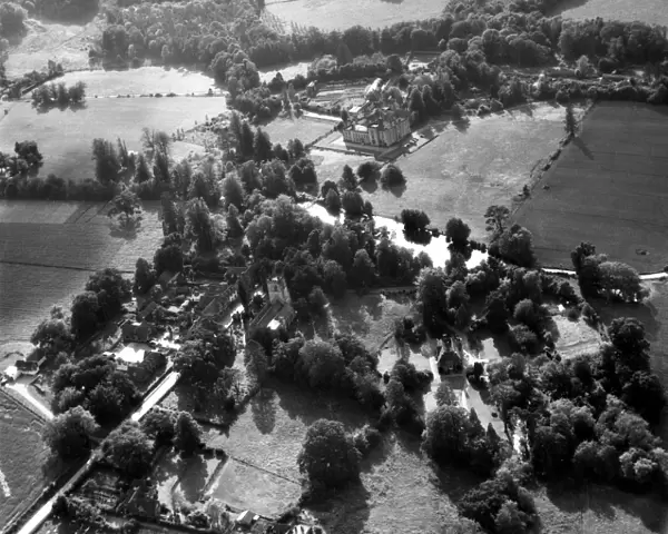Aerial view of Chiddingstone Village and Chiddingstone Castle, Hever, Kent, England 15
