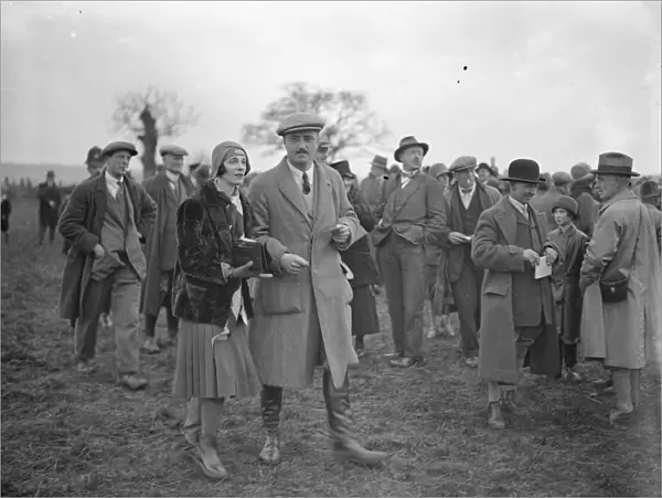 Beaufort Hunt point to point at Hazelton. Mrs Dudley Ward and Lord Dudley. 1