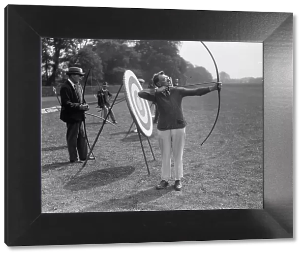 Archery at Ranelagh. H A Cox, champion archer of England. 23 May 1929