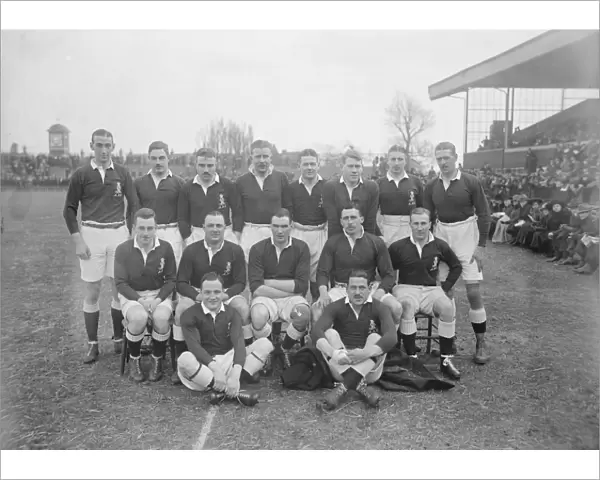 Rugby at Twickenham, London Army versus Navy The Army team Standing left to right G J Bryan