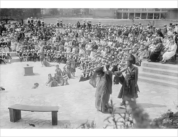 Miss Sybil Thorndike opens new Greek theatre at Girls County High School, Walthamstow